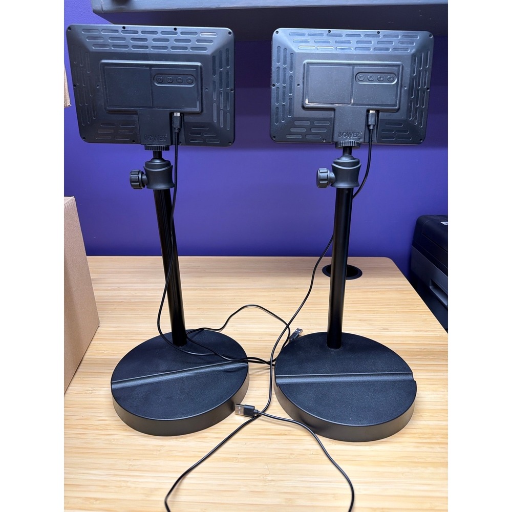 Bower LED Video Light Panel Desk Stand Set of 2 USB Powered Adjustable - Picture 3 of 6